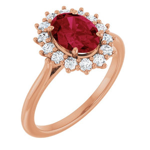 3/8 CTW Lab-Grown Alexandrite and Natural Diamond Halo-Style Ring in 14K Gold & Platinum