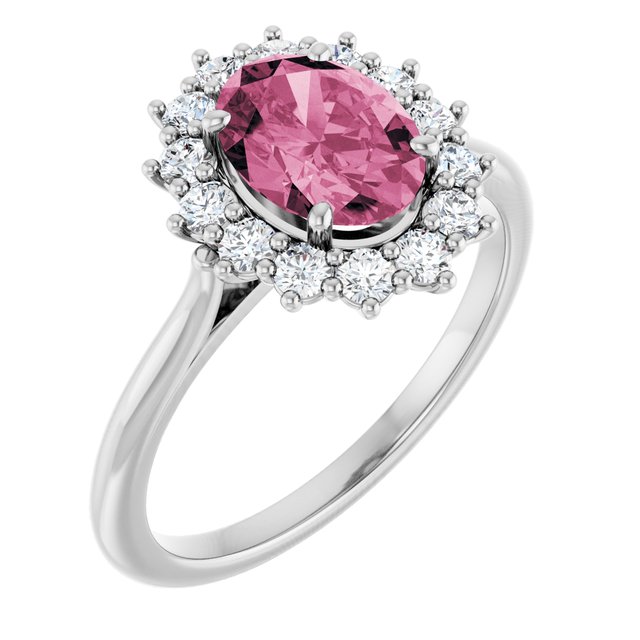 14K Gold Natural Pink Morganite And Natural Diamond Halo-Style Ring - Options Available