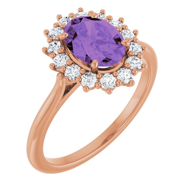14K Gold Natural Pink Morganite And Natural Diamond Halo-Style Ring - Options Available