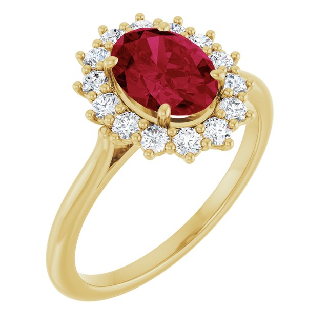 Lab-Grown Alexandrite And 3/8 Ctw Natural Diamond Halo-Style Ring