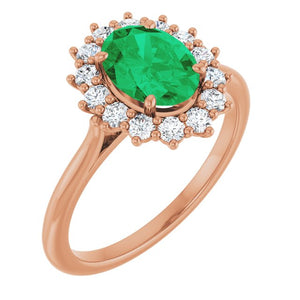 14K Gold Natural Pink Morganite And Natural Diamond Halo-Style Ring - Options Available