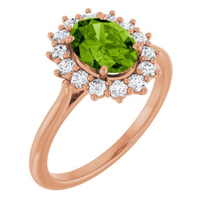 Natural Amethyst And 3/8 Ctw Natural Diamond Halo-Style Ring