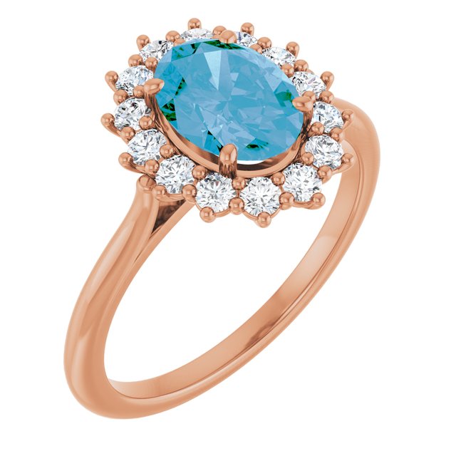 14K Gold Natural Pink Morganite And Natural Diamond Halo-Style Ring - Options Available