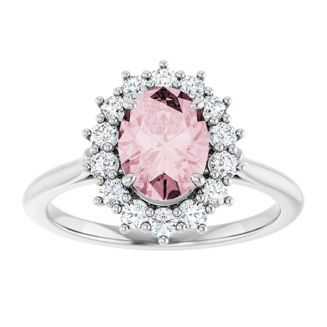 Platinum Natural Pink Morganite & 3/8 CTW Natural Diamond Ring