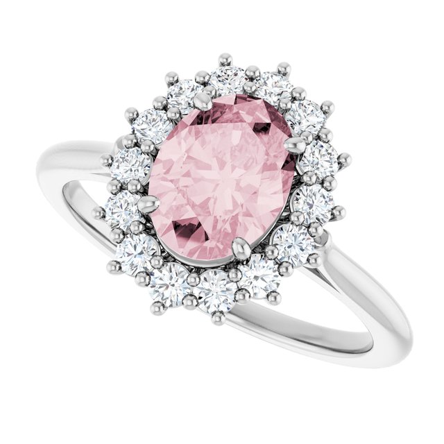 Platinum Natural Pink Morganite & 3/8 CTW Natural Diamond Ring