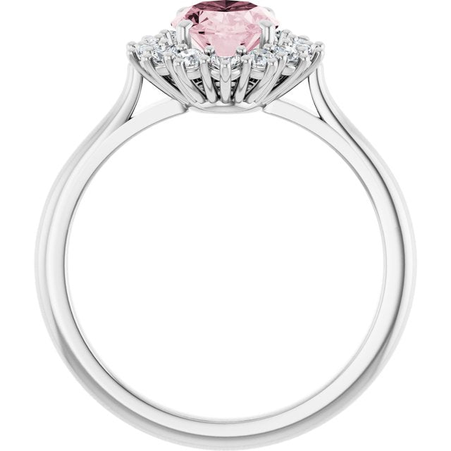 Platinum Natural Pink Morganite & 3/8 CTW Natural Diamond Ring