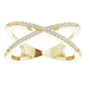 14K Gold & Platinum Natural Diamond Criss-Cross Ring - Options Available