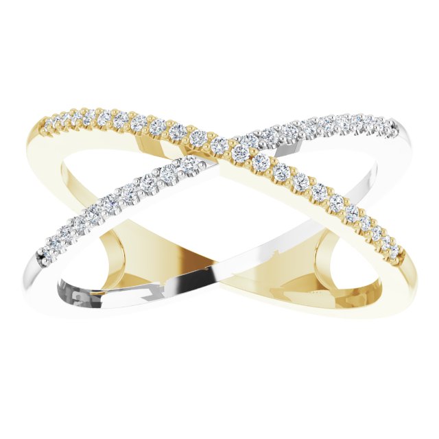 14K Yellow 1/6 CTW Natural Diamond Criss-Cross Ring