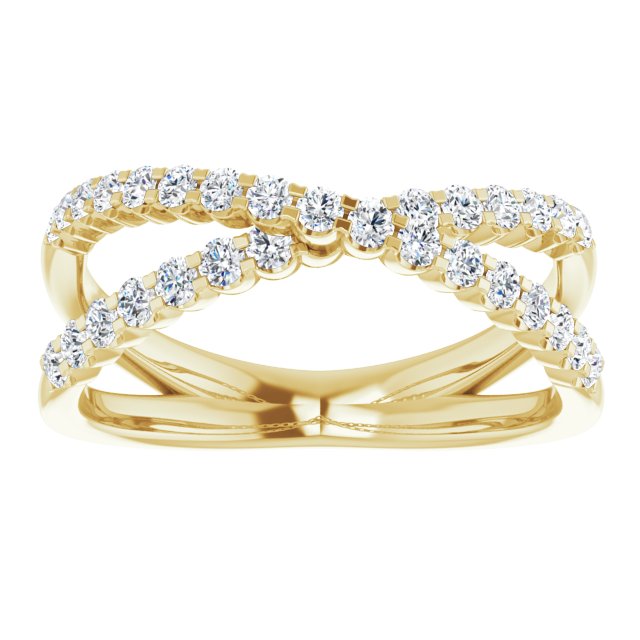 14K Gold Natural Diamond Criss-Cross Ring - Options Available