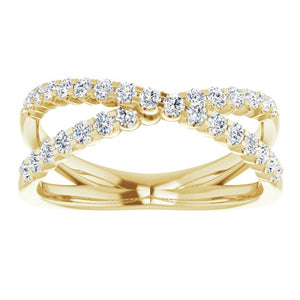 14K Gold Natural Diamond Criss-Cross Ring - Options Available