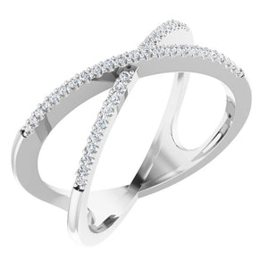 14K Gold Natural Diamond Criss-Cross Ring