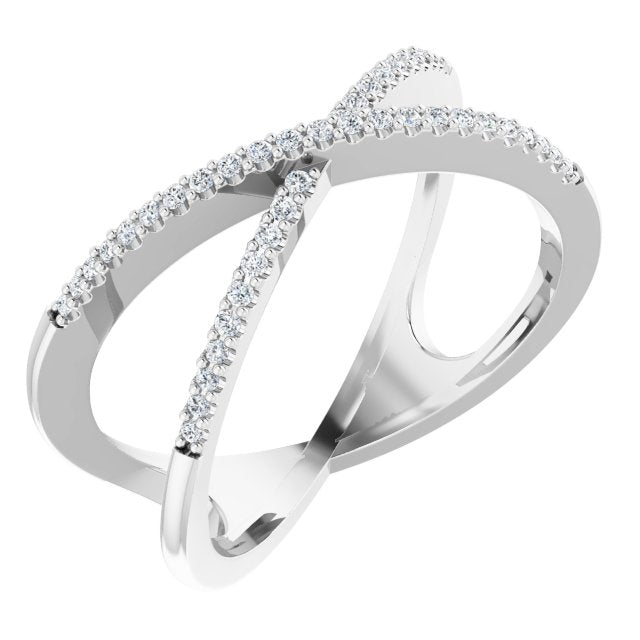 14K Gold & Platinum Natural Diamond Criss-Cross Ring - Options Available