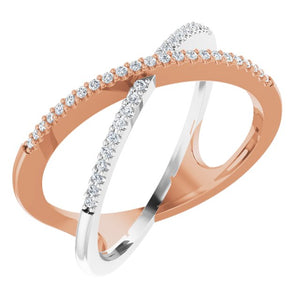 14K Gold Natural Diamond Criss-Cross Ring