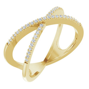 14K Gold & Platinum Natural Diamond Criss-Cross Ring - Options Available