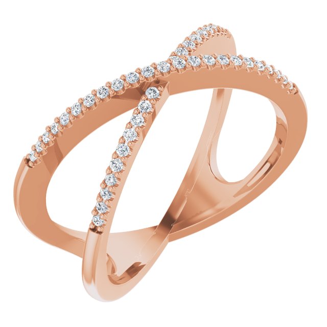 14K Gold Natural Diamond Criss-Cross Ring