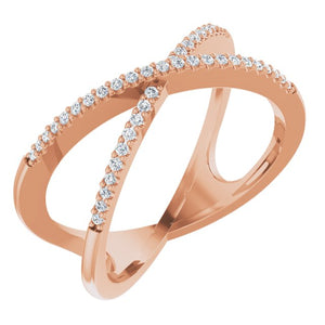 14K Gold Natural Diamond Criss-Cross Ring