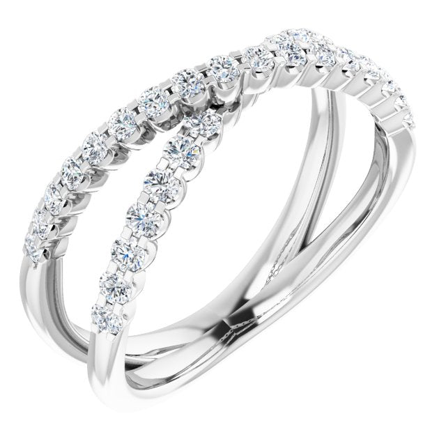 14K Gold Natural Diamond Criss-Cross Ring - Options Available