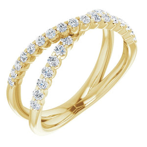 14K Gold Natural Diamond Criss-Cross Ring - Options Available