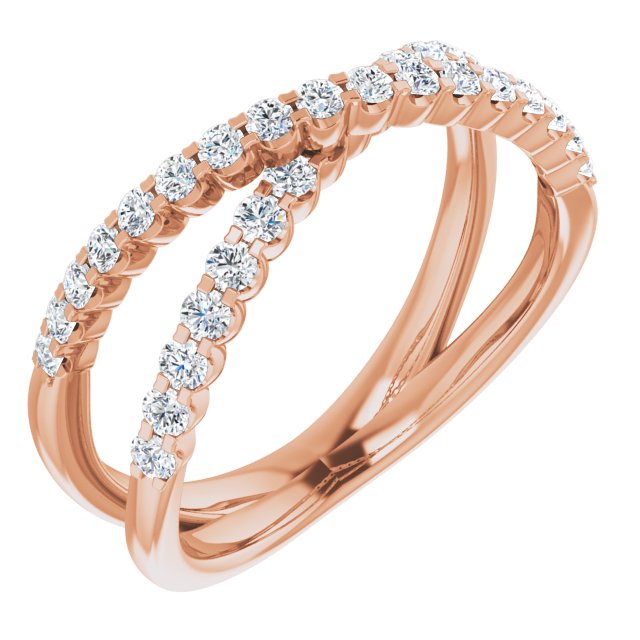 14K Gold Natural Diamond Criss-Cross Ring - Options Available