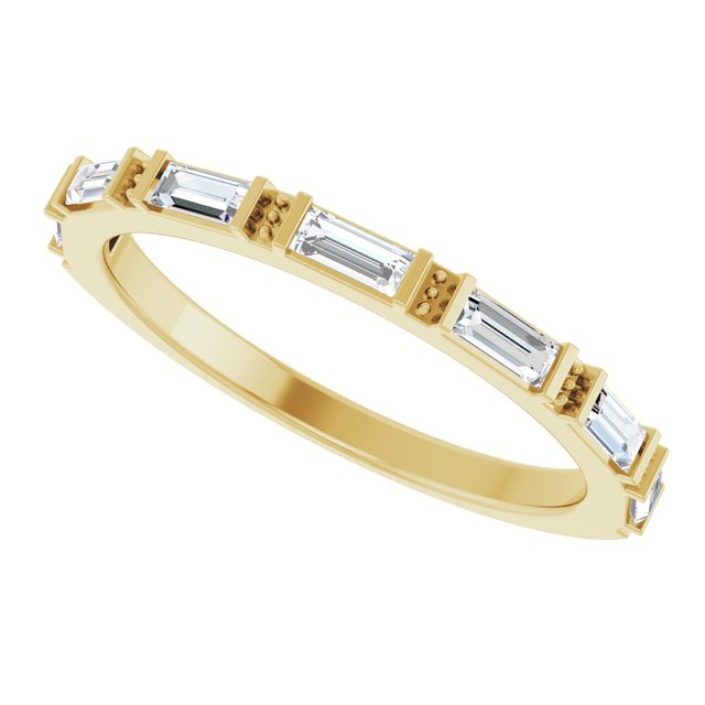 14K Yellow Gold 3/8 CTW Straight Baguette Diamond Anniversary Band