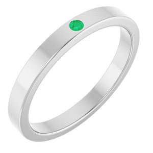 Lab-Grown Emerald & Ruby Stackable Family Ring in 14K Gold & Silver