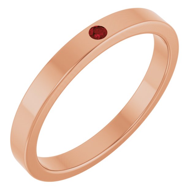 14K Gold Natural Mozambique Garnet Stackable Family Ring