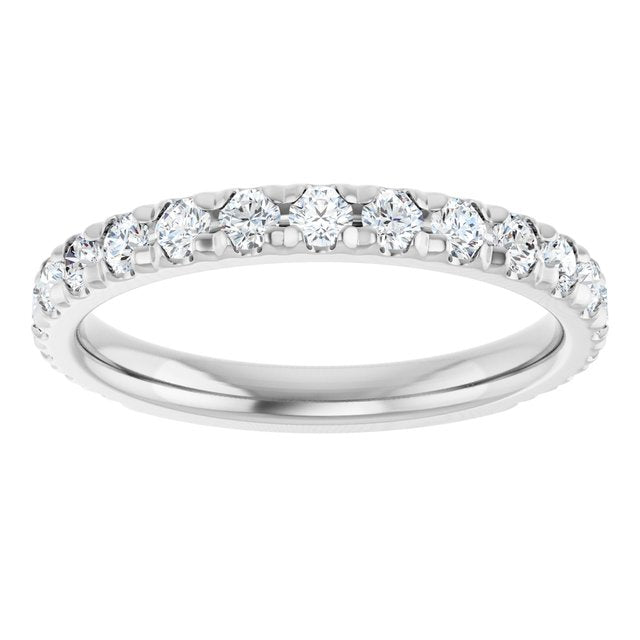 14K White Gold Diamond Anniversary Band – French-Set Design