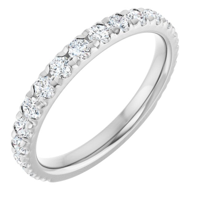 14K White Gold Diamond Anniversary Band – French-Set Design