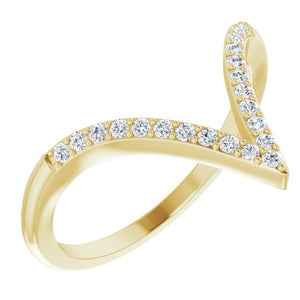 1/6 CTW Natural Diamond V Ring in 14K Gold