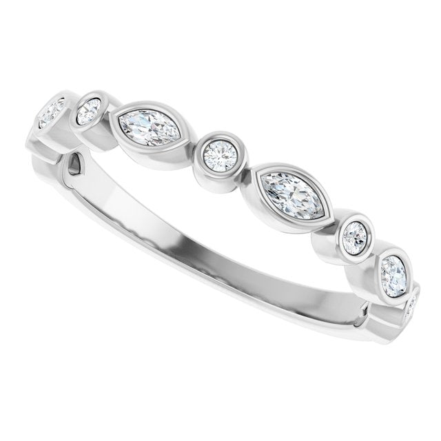 14K White 1/5  CTW Natural Diamond Anniversary Band