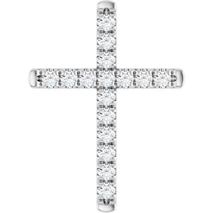 14K Gold Natural Diamond French-Set Cross Pendant