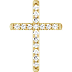 14K Gold Natural Diamond French-Set Cross Pendant