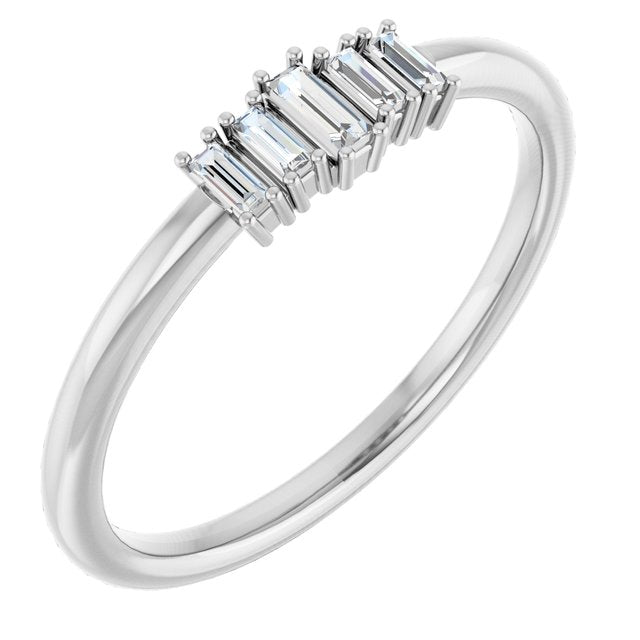 1/8 CTW Natural Diamond Stackable Ring in 14K Gold & Platinum