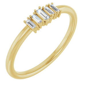 14K Gold & Platinum Natural Diamond Stackable Ring - Options Available