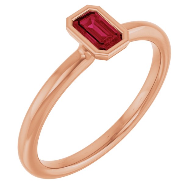 14K Gold Natural Ruby Stackable Ring