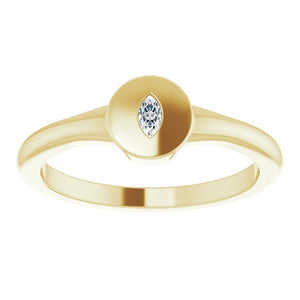 Elegant 14K White Gold Signet Ring with .05 CT Natural Diamond