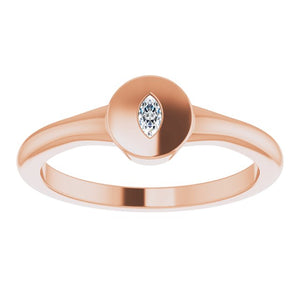 Elegant 14K White Gold Signet Ring with .05 CT Natural Diamond