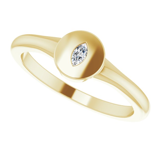 14K White .05 CT Natural Diamond Signet Ring