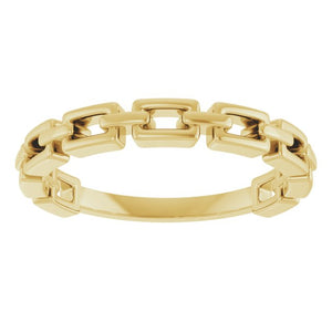 14K Gold & Platinum Polished Chain Link Ring - Options Available
