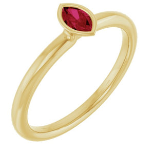 14K Gold Natural Ruby Stackable Ring