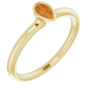 Gemstone Stackable Ring in 14K Gold, Silver & Platinum
