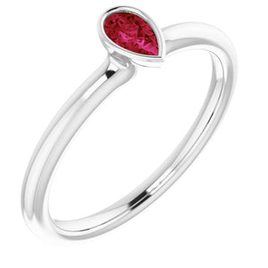 14K Gold Natural Ruby Stackable Ring