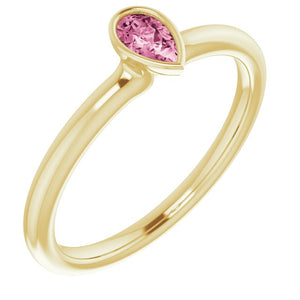 Gemstone Stackable Ring in 14K Gold, Silver & Platinum