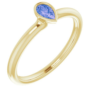 Gemstone Stackable Ring in 14K Gold, Silver & Platinum