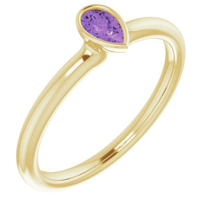 Gemstone Stackable Ring in 14K Gold, Silver & Platinum