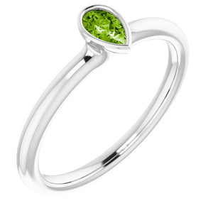 Gemstone Stackable Ring in 14K Gold, Silver & Platinum