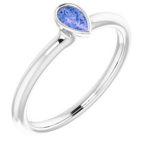 Gemstone Stackable Ring in 14K Gold, Silver & Platinum