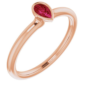 Gemstone Stackable Ring in 14K Gold, Silver & Platinum