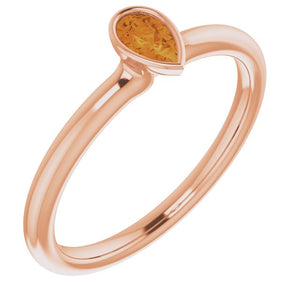 Gemstone Stackable Ring in 14K Gold, Silver & Platinum