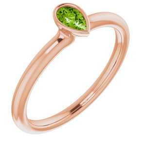 Gemstone Stackable Ring in 14K Gold, Silver & Platinum